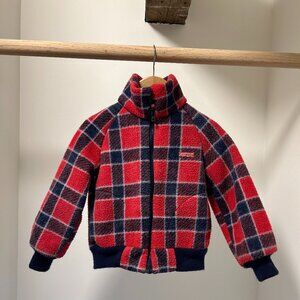 Vintage OshKosh Navy and Red Plaid Zip Fleece // kids toddler 5